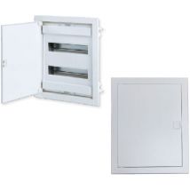Tableau électrique encastré 26 modules 2 rangées - porte et cadre Métallique blanc