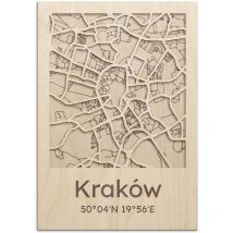 Tableau en bois CARTE DE LA VILLE Plan de la ville de Cracovie