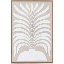 Hispanohogar - Tableau en toile de lin avec impression en couleur blanc 93x63cm