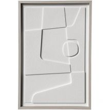 Hispanohogar - Tableau encadré, design abstrait avec finition texturée en couleur blanc cassé 90x60cm