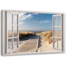 Image sur toile, Passerelle fenêtre vers la plage - 60x40