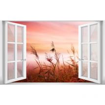 Hxadeco - Tableau Photo Paysage Champ de Blé au Coucher - Made in France - 80x50cm