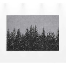 Tableau hiver gris & noir idéal déco salon | Tableau forêt de sapin pour bureau & couloir | Tableau sur toile rectangulaire - 0,9 x 0,6 m