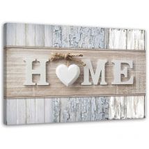 Tableau sur toile, Inscription Maison sur fond de planches vintage - 90x60