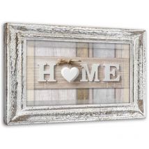 Image sur toile, Inscription Maison aux pastels avec cadre - 120x80