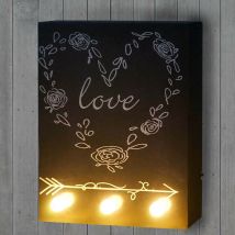 Mendler - Tableau led avec illumination, tableau mural éclairé, 25x20cm, Love