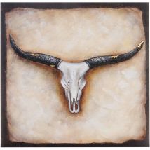 Tableau à l'huile, taureau, peint à la main à 100%, toile de décoration murale XL, 100x100cm