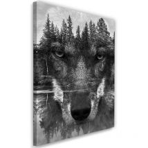 Image sur toile, Abstraction loup noir - 60x90