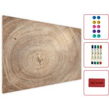 Tableau Magnétique en Métal Motif Tronc Cernes de Bois 90x60cm, MetalBoards pour tout type d'Aimants
