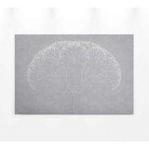 Tableau moderne gris & blanc pour chambre | Tableau fleur géométrique pour salon | Tableau sur toile scandinave pour couloir - 0,9 x 0,6 m