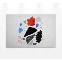 Tableau moderne motifs terrazzo colorés sur fond blanc | Tableau déco salon original | Tableau scandinave pour chambre & couloir 0,9 x 0,6 m