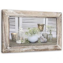 Image sur toile, Nature morte dans un cadre rustique en bois - 120x80