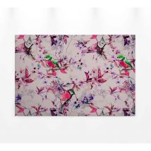 Tableau oiseau et fleur rose pour chambre | Tableau sur toile coloré moderne | Tableau été rose et vert idéal pour chambre de fille - 0,9 x 0,6 m