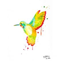 Tableau oiseaux multicolore pour couloir | Tableau animaux pour chambre de fille | Tableau sur toile original pour cuisine 0,5 x 0,7 m
