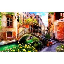 Hxadeco - Tableau paysage romantique et canaux - 80x50 cm