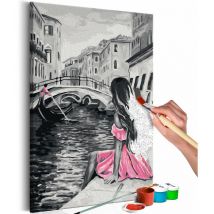 Tableau à peindre soi-même peinture par numéros motif Venise (robe rose) 40x60 cm TPN110160