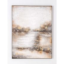 Pegane - Tableau peinture à l'huile sur toile, peinte abstraite avec cadre en bois noir - Longueur 120 x Profondeur 3.5 x Hauteur 160 cm
