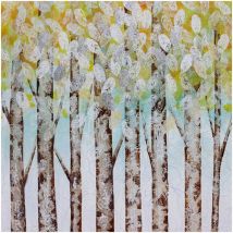 Kuateh - Tableau Peinture Abstraite Kuatéh 100x100 cm Feuilles et Forêt Huile sur Toile