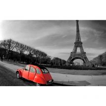 Hxadeco - Tableau photo mythique 2cv en plein paris - 80x50 cm