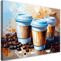 Wandbild Kaffeetassen 60x40 cm – Canvas-Leinwand 240 g/m² – UV-beständig – Fertig zum Aufhängen