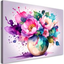 Wandbild Für Das Wohnzimmer Und Die Küche Strauß Bunte Blumen Aquarell 60x40 Cm