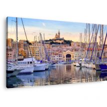 Ceanothe - Tableau sur toile bateaux vieux port Marseille 45x65 cm - Impression sur Toile Murale Décorative - Image imprimée en hd sur Toile - Toile