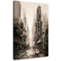 Wandbild modern Stadt Architektur Sepia 70x100 cm – Leinwand 240 g/m² – Hochwertiger Druck – Fertig zum Aufhängen