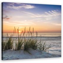 Tableau sur toile, Soleil couchant sur la plage - 40x40
