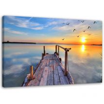 Tableau sur toile, Soleil couchant sur le lac - 100x70