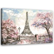 Tableau sur toile, Tour Eiffel Paris rose - 100x70