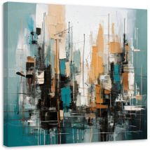 Wandbild Stadt Abstraktion Türkis Architektur 40x40 cm – Leinwand 240 g/m² – Hochwertiger Druck – Fertig zum Aufhängen