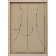 Hispanohogar - Tableau texturisé avec un design abstrait en couleur beige et un cadre en bois 70x50cm