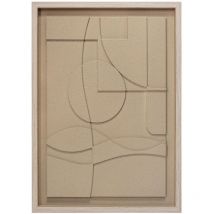 Hispanohogar - Tableau texturisé avec un design abstrait en couleur beige et un cadre en bois 70x50cm