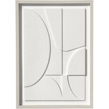 Hispanohogar - Tableau texturisé avec un design abstrait en couleur blanc cassé et un cadre en bois 70x50cm