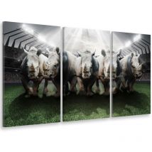 Tableau triptyque sport rhinos rugby club - 90x60 cm
