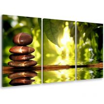 Tableau triptyque Tableau photo jardin zen et galets - 90x60 cm