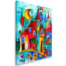 Tableau sur toile, Ville colorée la nuit - 40x60