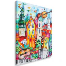 Image sur toile, Ville musicale colorée - 60x90