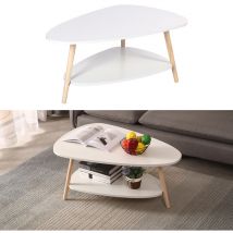 Sifree - Table basse ovale scandinave - Blanc laqué mat - L 90 x l 60 cm