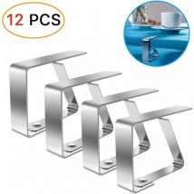 Gotrays - Tablecloth Clip, 12 Pcs Tablecloth Holder, Stainless Steel Tablecloth Clip, Silver Table Cover Clips, Adjustable Tablecloth Clips, Clip