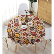 Tonchean - Tableclothsrunde Tischdecken Aus Baumwollleinen, Sonnenblumen-tischdecke, Spitzentischdecke, Mehrzweck-tischdecke Für Drinnen Und Draußen (