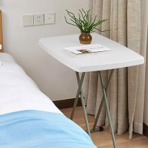Sifree - Table Pliante Ajustable, Table Compacte et Pliable, 76 x 50 x 51/63/74 cm, Blanc, Matériau: HDPE, Acier