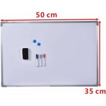 Tablero de Pizarra Blanca Recordatorio Magnético Placa Notas con Marco de Aluminio 5035CM - Costway