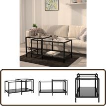Vidaxl - Tables à thé 2 pcs Verre trempé Noir - Table Basse Industrielle - Table D'appoint Design - Set De Tables - Meubles Industriels - Tables En