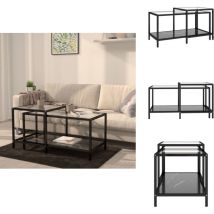 Vidaxl - Tables à thé 2 pcs Verre trempé Noir - Table Basse Industrielle - Table D'appoint Design - Set De Tables - Meubles Industriels - Tables En
