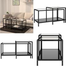 Tables à thé 2 pcs Verre trempé Noir - Table Basse Industrielle - Table D'appoint Design - Set De Tables - Meubles Industriels - Tables En Verre
