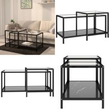 Vidaxl - Tables à thé 2 pcs Verre trempé Noir - Table Basse Industrielle - Table D'appoint Design - Set De Tables - Meubles Industriels - Tables En