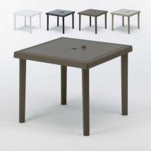 Lot de 12 Tables bar en Polyrotin carrées 90x90 Extérieur terrasse jardin Restaurant Grand Soleil Boheme - Marron