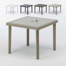 Lot de 12 Tables bar en Polyrotin carrées 90x90 Extérieur terrasse jardin Restaurant Grand Soleil Boheme - Beige