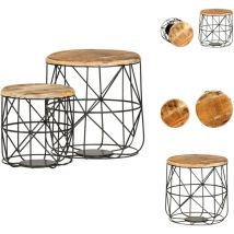 Tables basses 2 pcs Bois solide de manguier - Table Basse - Meubles De Salon - Table Basse Design - Table Basse Industrielle - Table Basse Bois